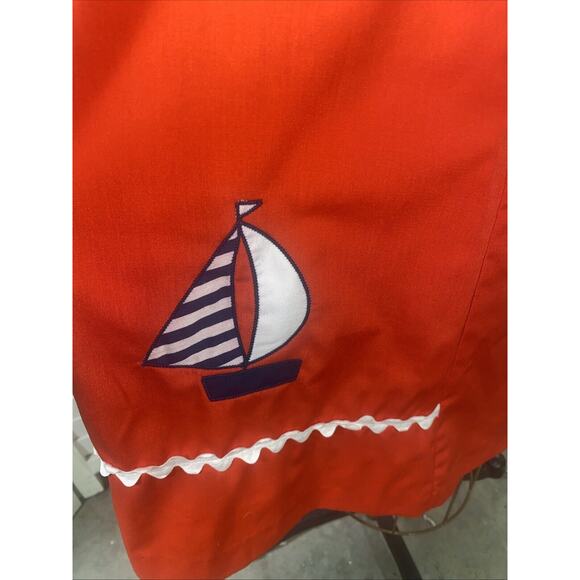 Vintage Jilly 70s Red POLYESTER A Line Skirt Size Large Sailboat Embroidered - Picture 8 of 10